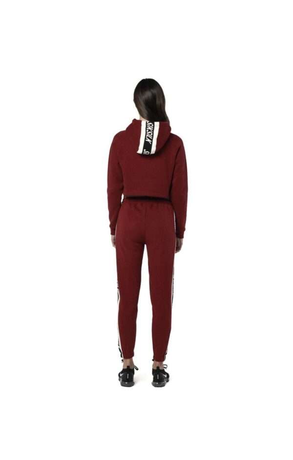 SIKSILK Sudadera corta con capucha afelpada color burdeos