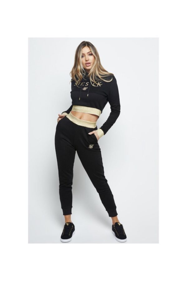 SIKSILK Pantalon logo bordado color negro
