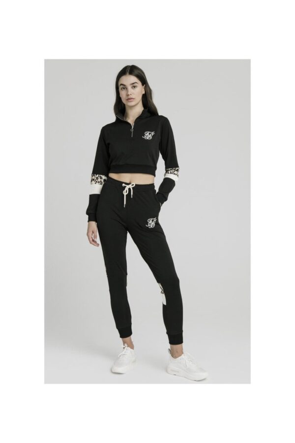 SIKSILK Sudadera corta " Leopard " color negro