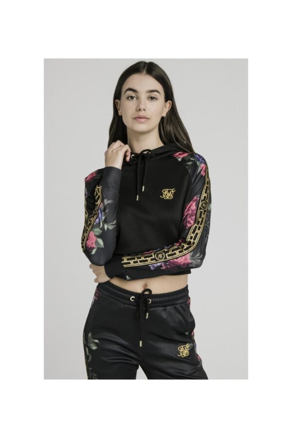 SIKSILK Sudadera corta con capucha " Oil Paint " color negro