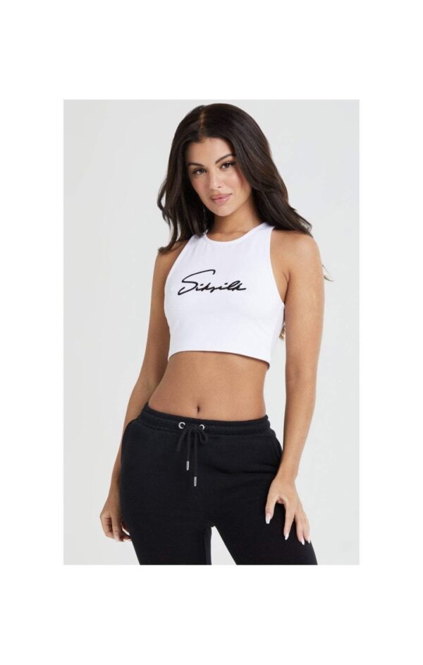 SIKSILK Top " Essentials Racer " color blanco