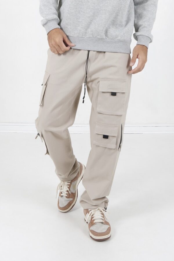SIXTH JUNE Pantalon " Multipockets Twill Cargo " color beige
