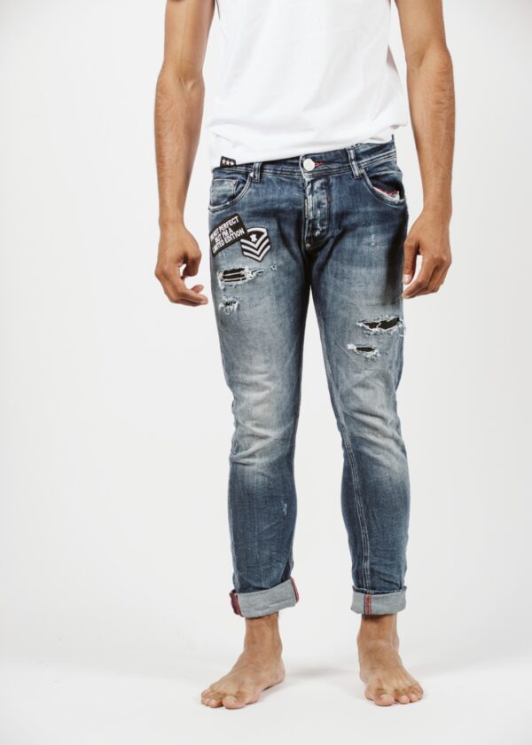 THE UNTOUCHABLES Pantalon " Carlo Bw Patch " color azul