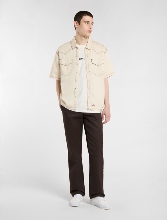 DIKIES Camisa " RIVER RANCH WORK SHIRT SS WHITECAP GRAY " color crudo