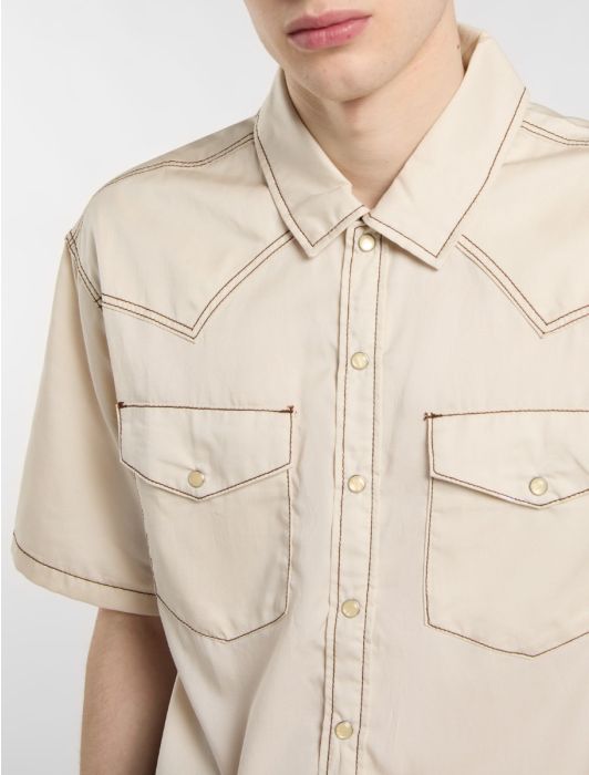 DIKIES Camisa " RIVER RANCH WORK SHIRT SS WHITECAP GRAY " color crudo