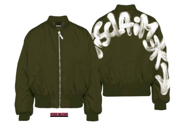 DISCLAIMERBomber nylon logo trasero color verde