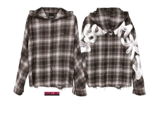 DISCLAIMERCamisa capucha logo trasero cuadros