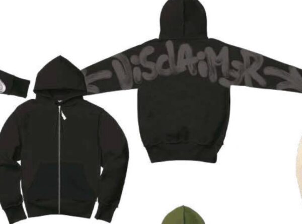 DISCLAIMERSudadera cremallera-capucha logo trasero color negro