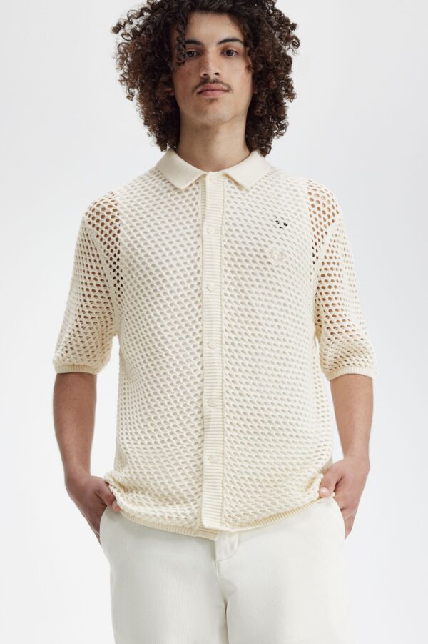 FRED PERRY Camisa " LACE BUTTON THROUGH SHIRT " color crudo