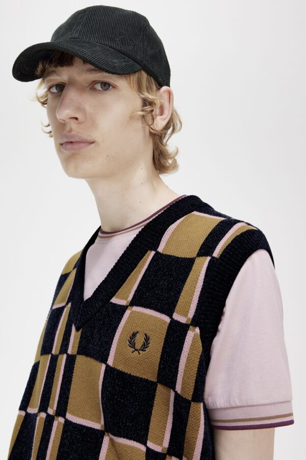 FRED PERRY Chaleco " Glitch Chequerboard Tank " cuadros