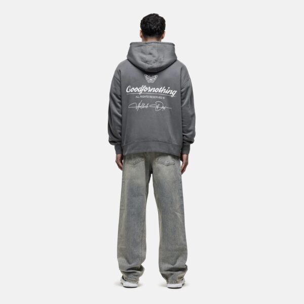 GOOD FOR NOTHING Sudadera " CULT BUTTERFLY GREY WASHED HOODIE " gris
