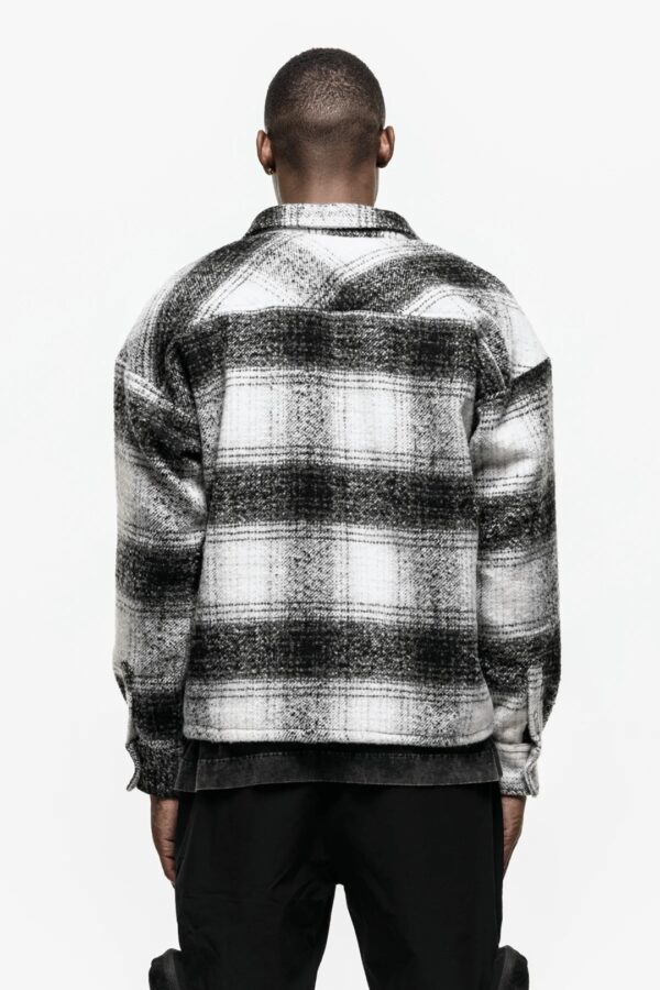 GOOD FOR NOTHING Sobrecamisa " Wool Blend Ash Check " color negro-blanco