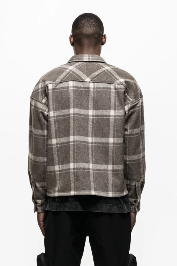 GOOD FOR NOTHING Sobrecamisa " Wool Blend Stone Check " color piedra