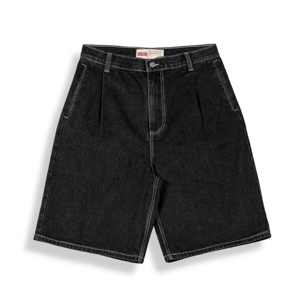 GRIMEYBermudas"CONCREAT JUNGLE PLEATED DENIM SHORTS"denim negro