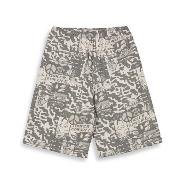 GRIMEY Bermuda " PEACE WITHIN ALL OVER PRINT BAGGY SWEATSHORTS " color gris