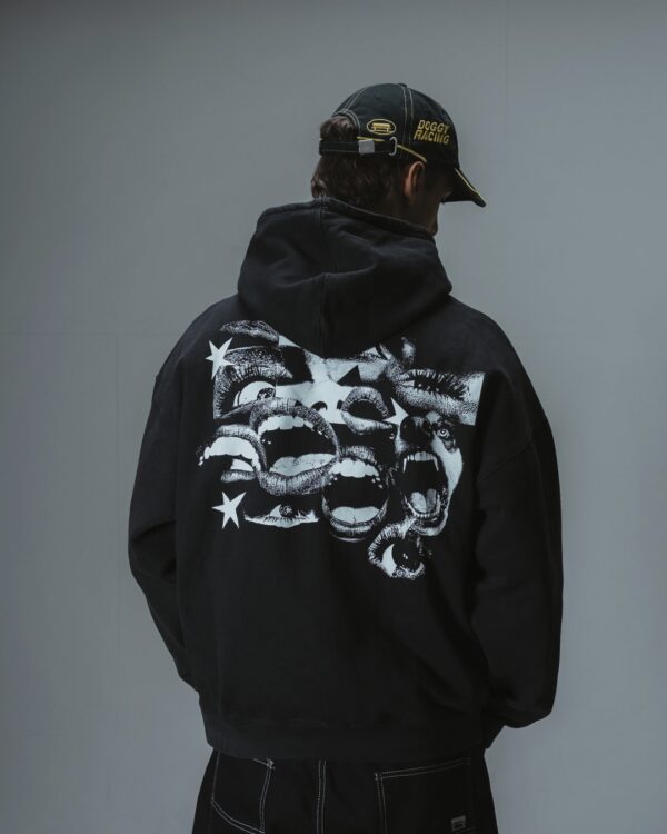 JACKERSudadera cremallera"Fearless Washed"color negro