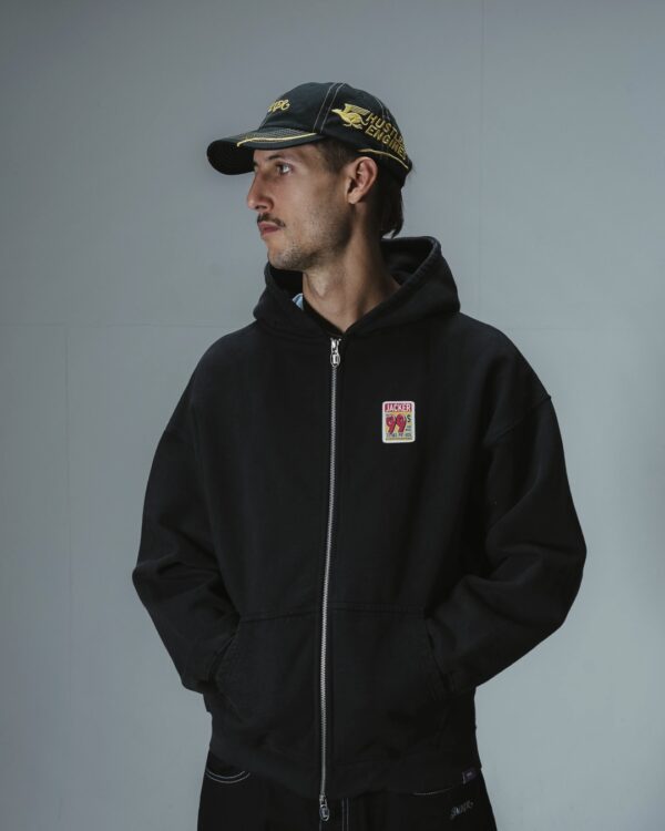 JACKERSudadera cremallera"Fearless Washed"color negro