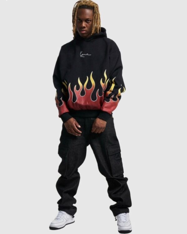KARL KANI Sudadera " KK Small Signature Flame Os Hoodie black "