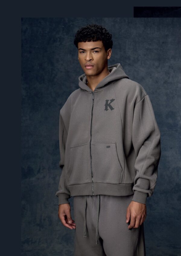 KARL KANI Sudadera " K Boxy Full Zip Hoodie dark grey " color gris