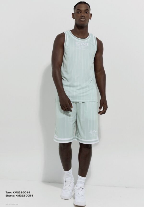 KARL KANI Bermudas " Retro Pinestripe Mesh " color menta