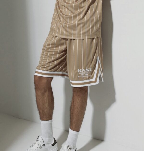 KARL KANI Bermudas " Retro Pinestripe Mesh " color beige