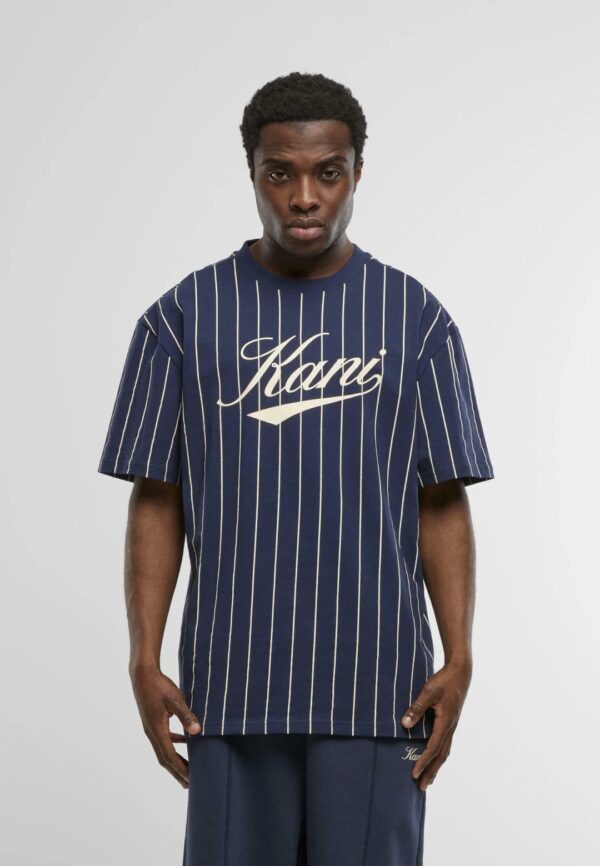 KARL KANICamiseta"Cursive Varsity Pinstripe T-Shirt"color azul
