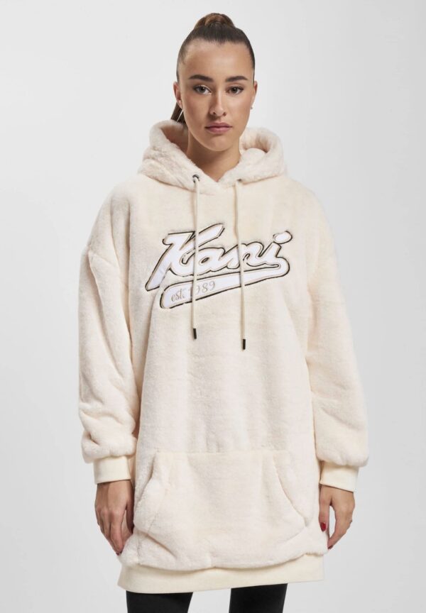 KARL KANI Vestido " KK Varsity Vegan Fur Hoodie Dress cream "