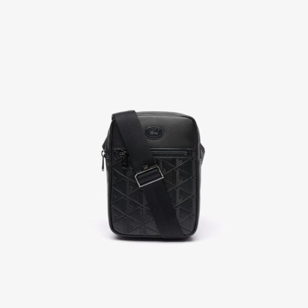 LACOSTEBolso"Monogram leather camera bag Nomogramme"color negro