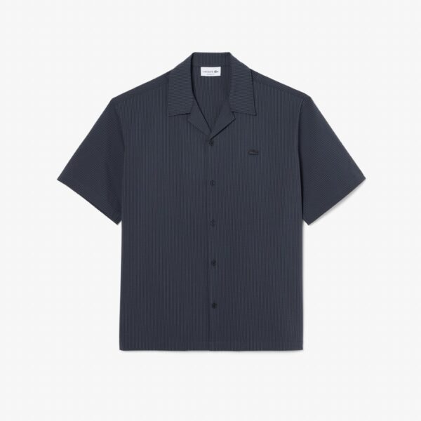 LACOSTECamisa"Relaxed Fit Waffle Texture Shirt"color gris oscuro
