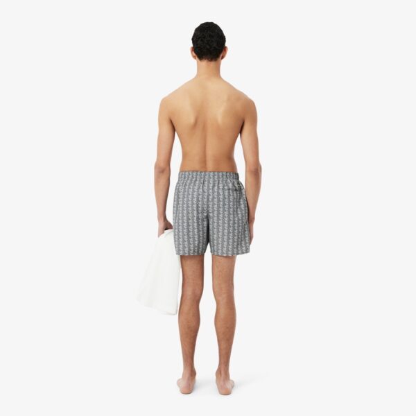LACOSTEBañador"Mid Length Monogram Print Swim Trunks"estampado gris