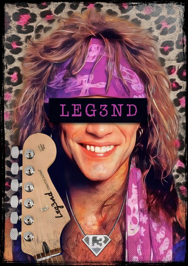 LEG3END Camiseta " JOVI " Coleccion Rostros de Leyenda color negro