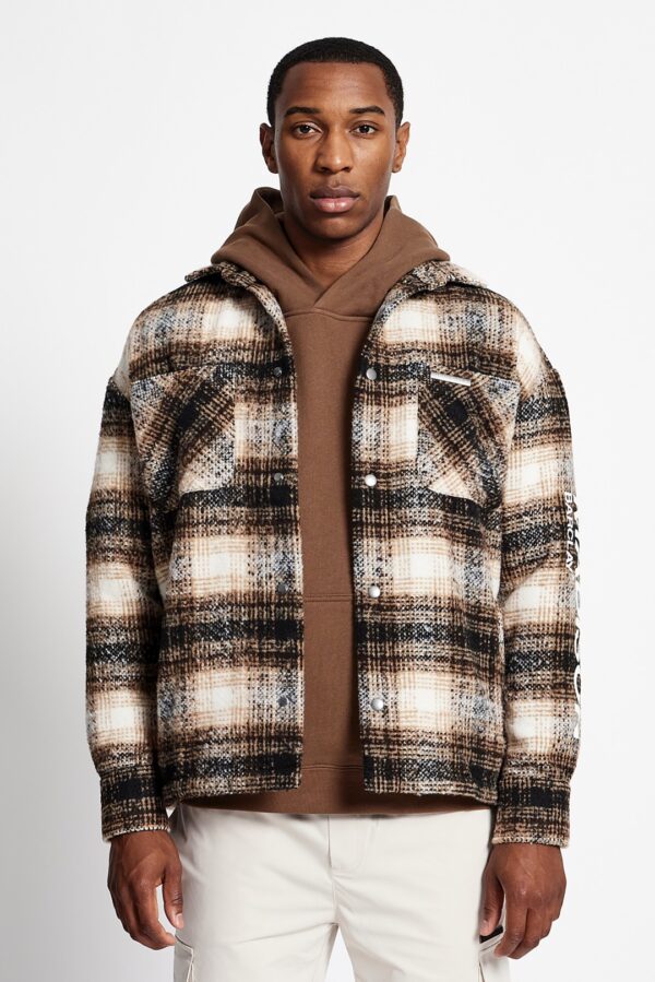 MADISON BARCLAYS Sobrecamisa " CHRYSL BOXY CHECK SHACKET " cuadros marron