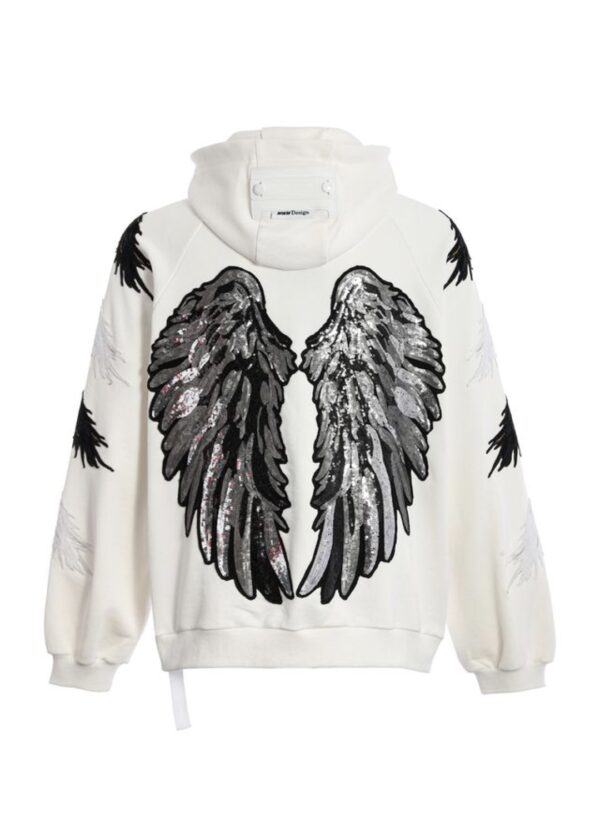 MOD WAVE MOVEMENTSudadera"STRASS WINGS HOODIE"color blanco