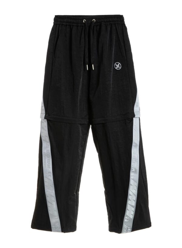 MOD WAVE MOVEMENTPantalon"Black Techwear Zip-Off Pants Metal Tape"color negro