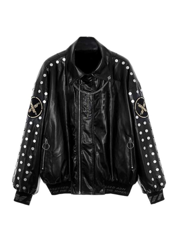 MOD WAVE MOVEMENTChaqueta"STRASS WINGS LEATHER JACKET"color negro