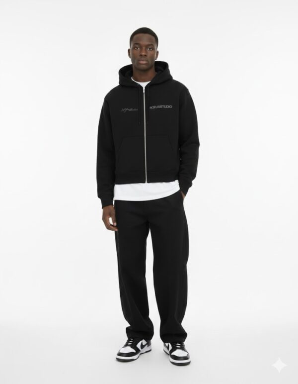 NOFUSSSudadera"Black Line Zipper"color negro