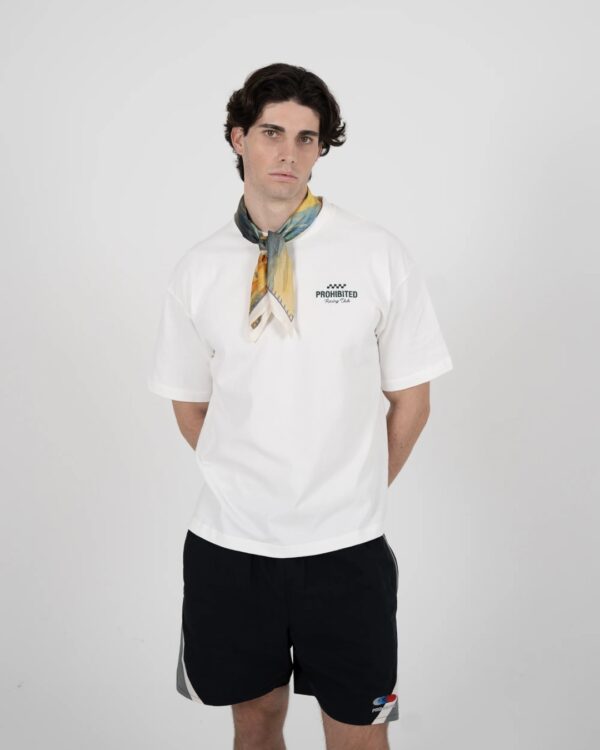PROHIBITEDCamiseta"IIn A Rush Tee Off-White"color blanco