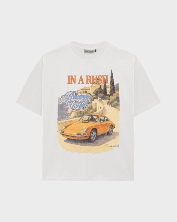 PROHIBITEDCamiseta"Speeding Tee Off-White"color blanco