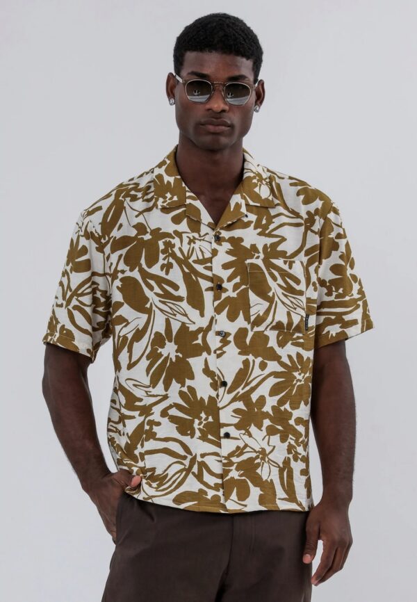 RELIGION Camisa"ART SHIRT"color tostado-blanco