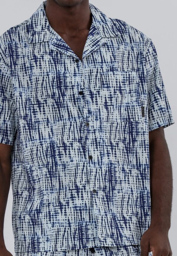 RELIGION Camisa"DRIP DYE SHIRT"color blanco-azul