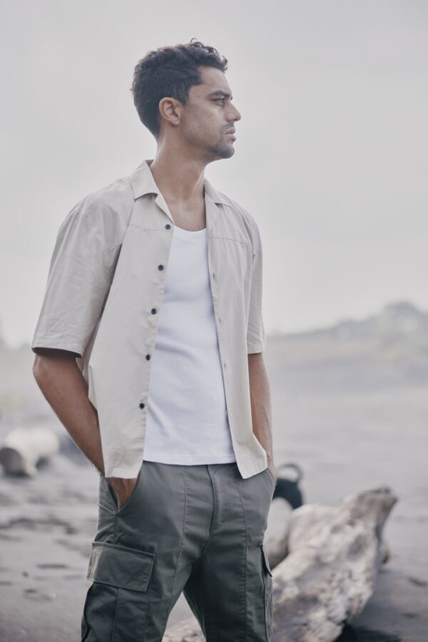 RELIGION Camisa " EMBROIDERED SHIRT " color piedra