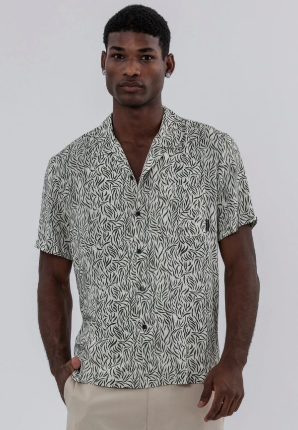 RELIGION Camisa"STROKE SHIRT"color blanco-verde