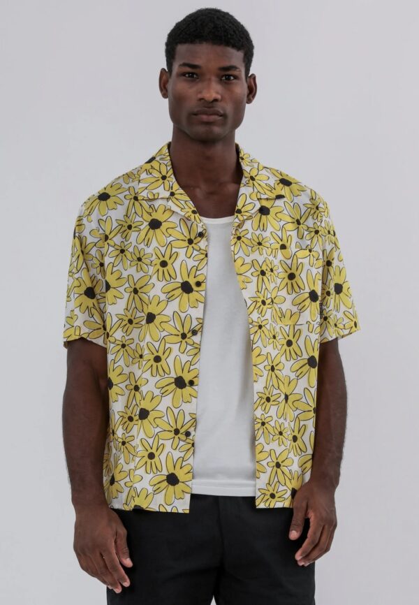 RELIGION Camisa"SUNSHINE SHIRT"color amarillo-blanco