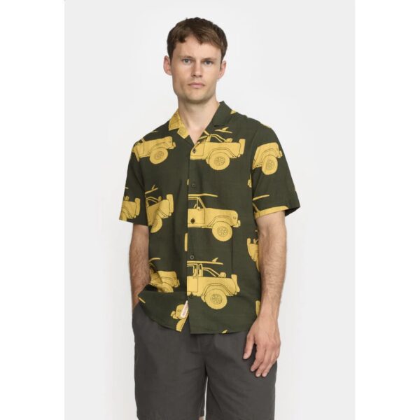 REVOLUTION Camisa "Terry Short-sleeved Cuban Shirt" estampado verde