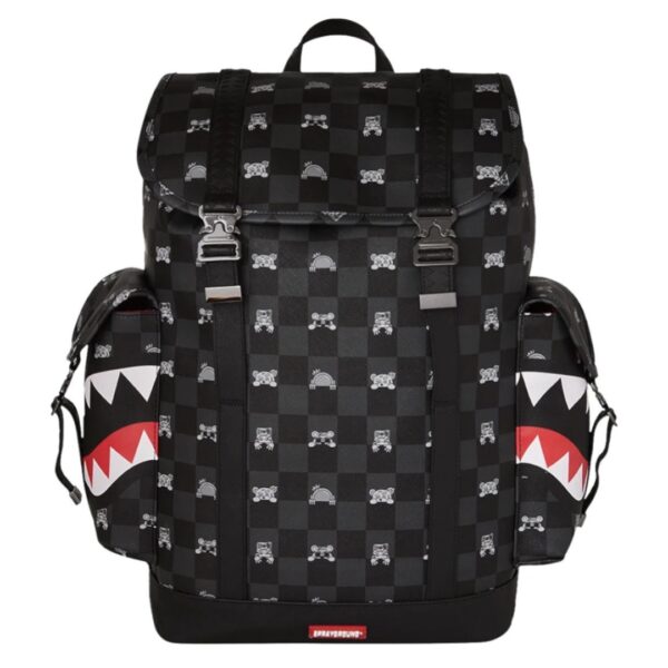 SPRAYGROUNDMochila"GRAY PEEKING CHARACTER CHECK MONTE CARLO BACKPACK"