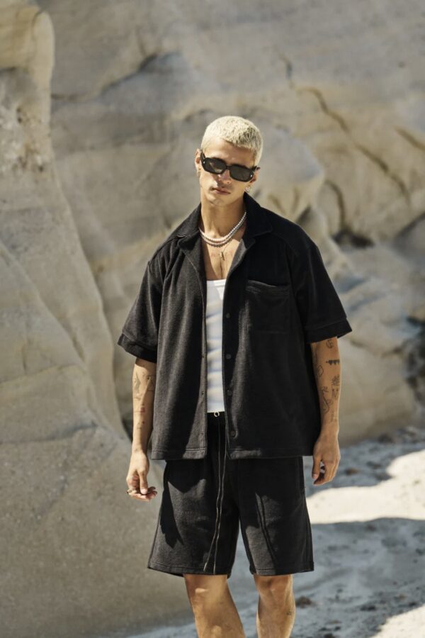 THE COUTURE CLUB Camisa " Heavyweight Towelled " color negro