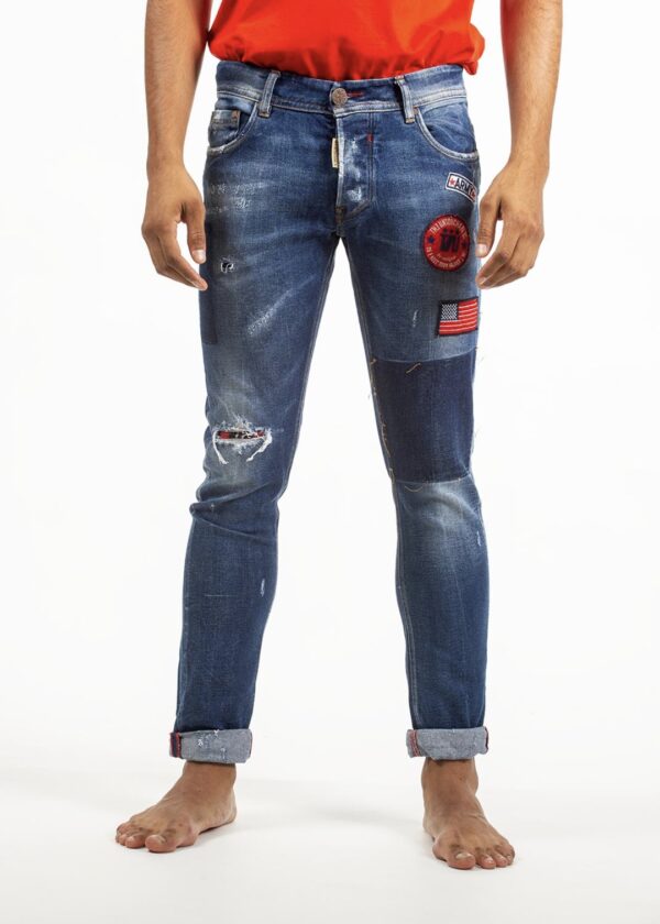 THE UNTOUCHABLES Pantalon " Carlo Us Patch " color azul