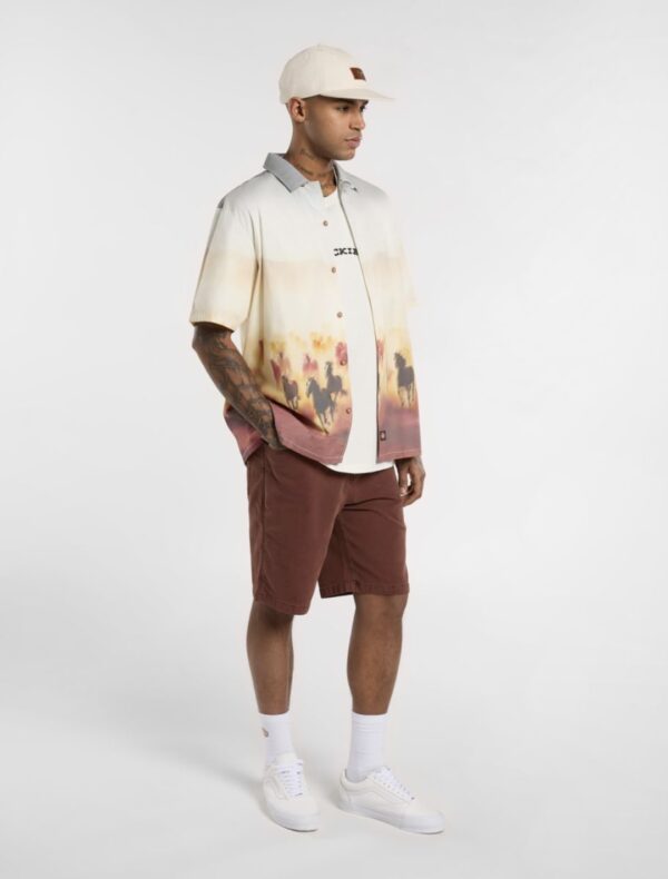 DIKIES Camisa " RUNNING WILD SHIRT SS OAK BUFF " estampada