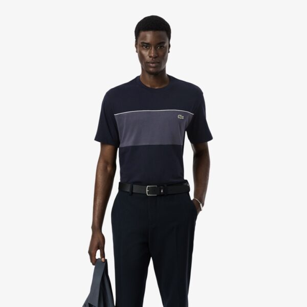 LACOSTECamiseta"Classic Fit Colorblock Cotton T-shirt"color negro-gris