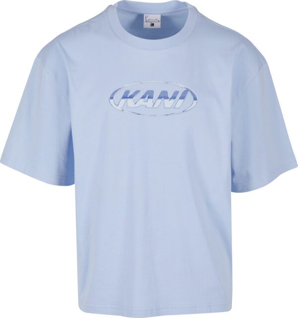 KARL KANI Camiseta "Woven SignaTurkeye Chrome Logo Crop Tee light blue"color azul